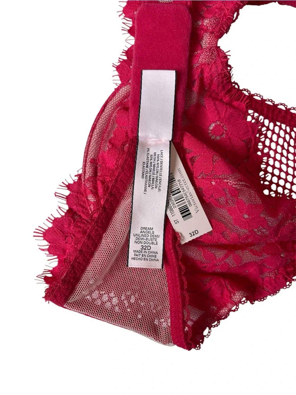 Victoria’s Secret Dream Angels Unlined Demi Halter Bra | Red Lace | 32D | NWT